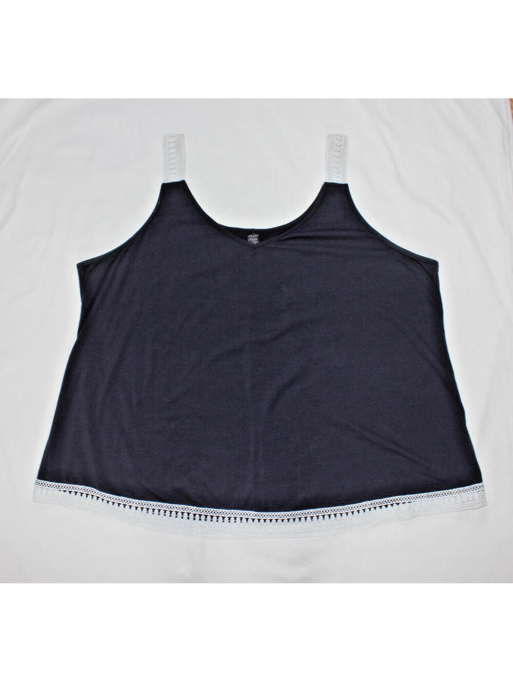 Emery Rose Size 4XL Navy Blue White Lace Trim Tank Top
